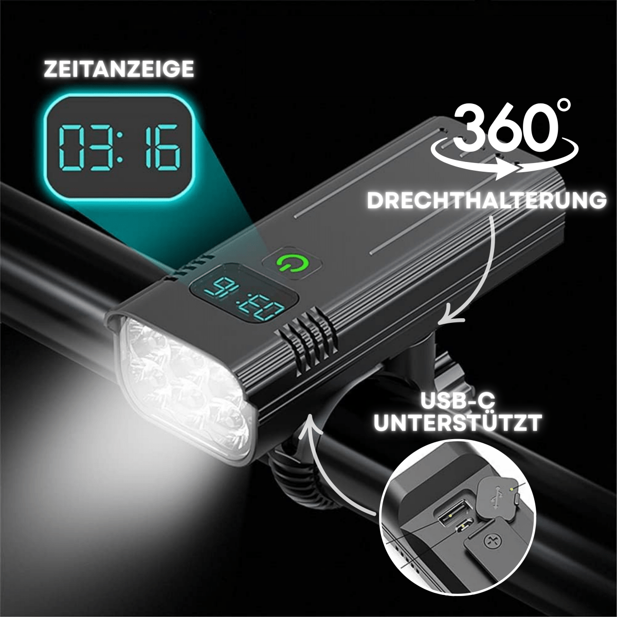 LED Fahrradlicht mit 5000 Lumen für maximale Sicherheit beim Fahren in der Nacht