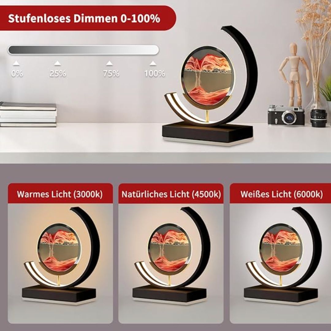 Dekorative LED Tischlampe | Moderne Designerlampe | Sandbild zum Drehen | SandScape