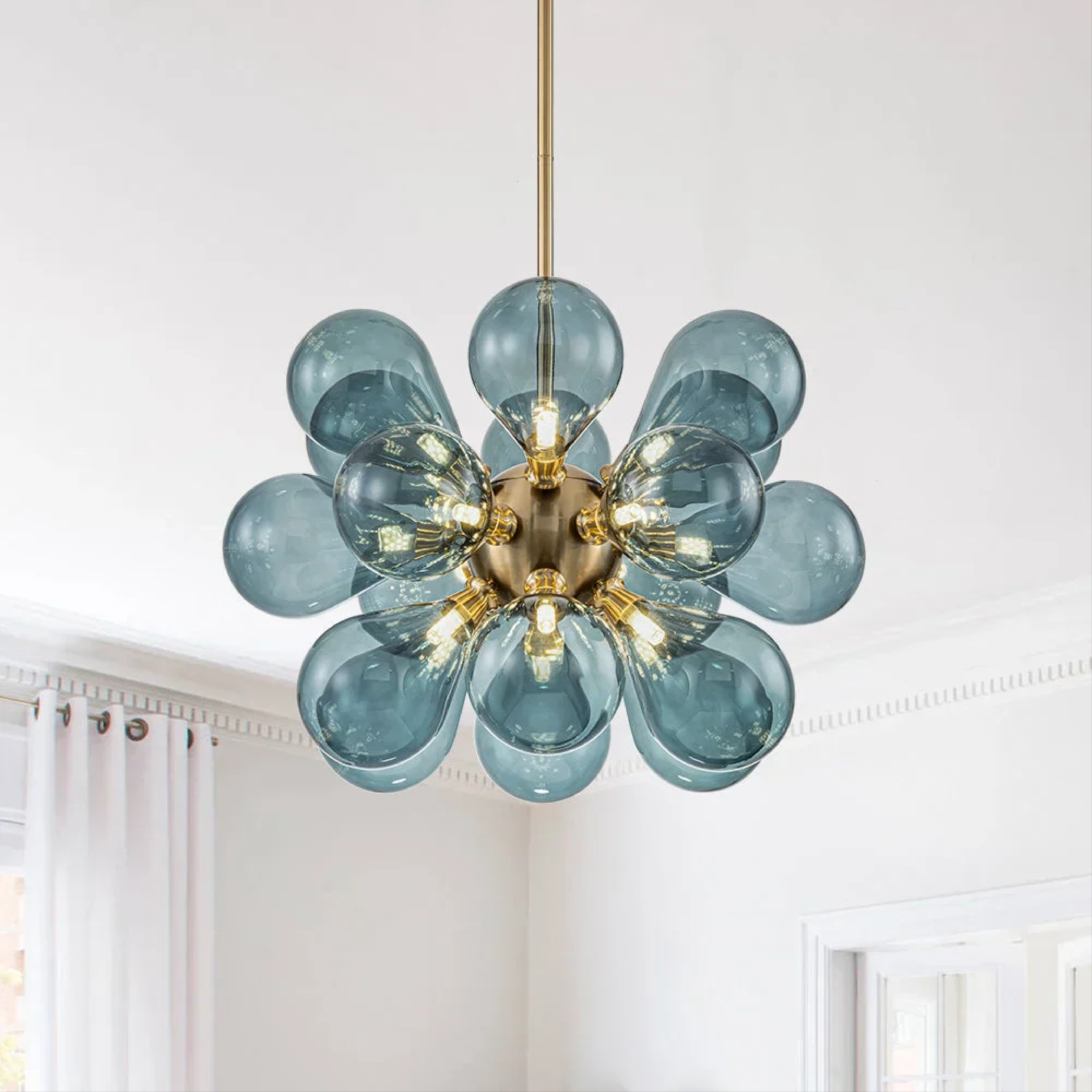 Jarises Blaue Glas Cluster Pendelleuchte