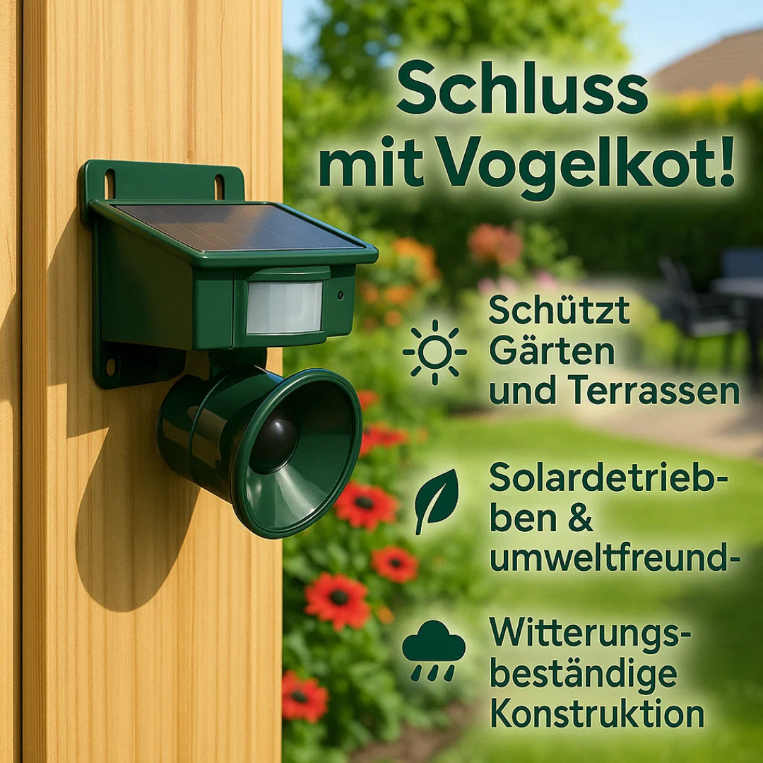Wetterfester Vogelvertreiber mit PIR & Solarenergie