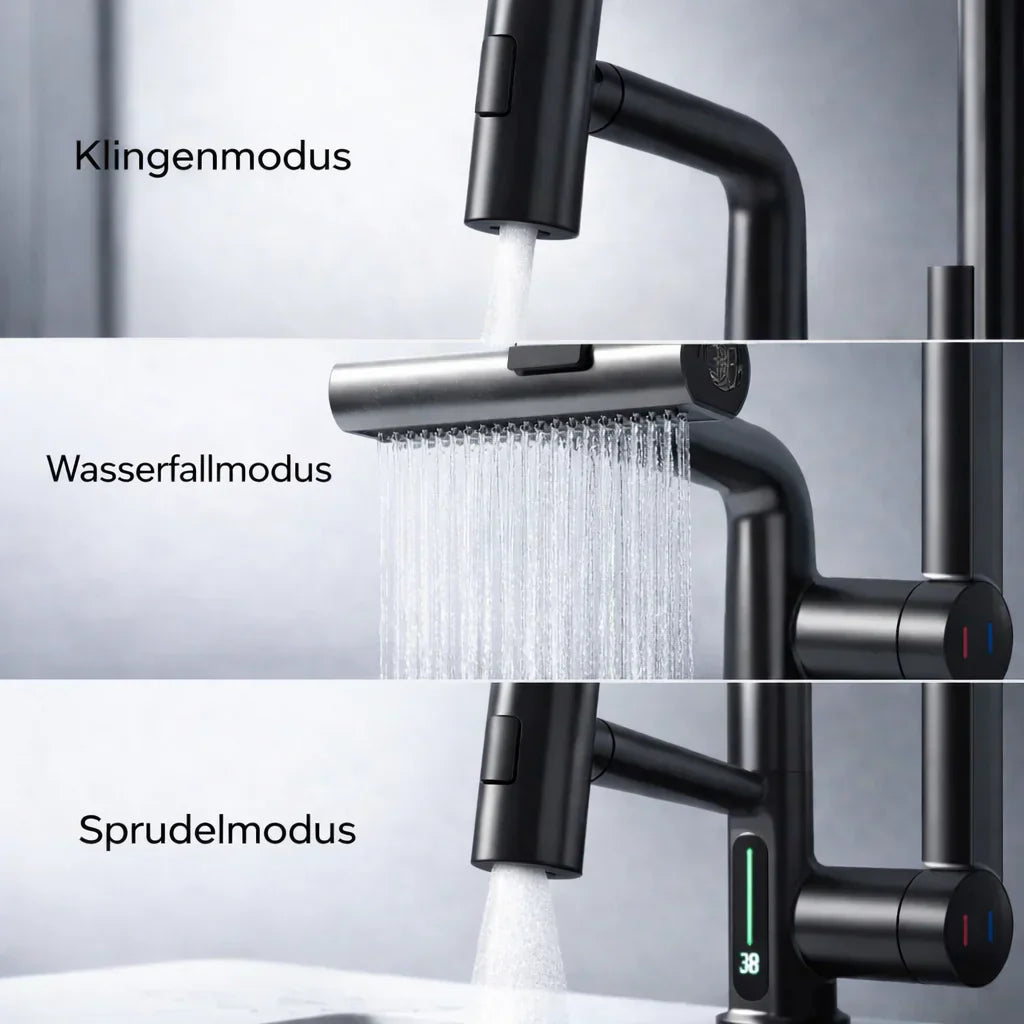 Ausziehbarer Küchenwasserhahn | Rückziehbarer Küchenwasserhahn mit 5 Sprühmodi | FlexiHahn