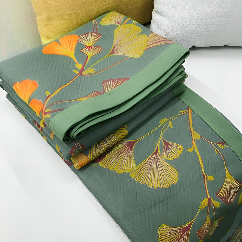 Jacquard Floral Ginkgo-Blätter Wendebettdecke