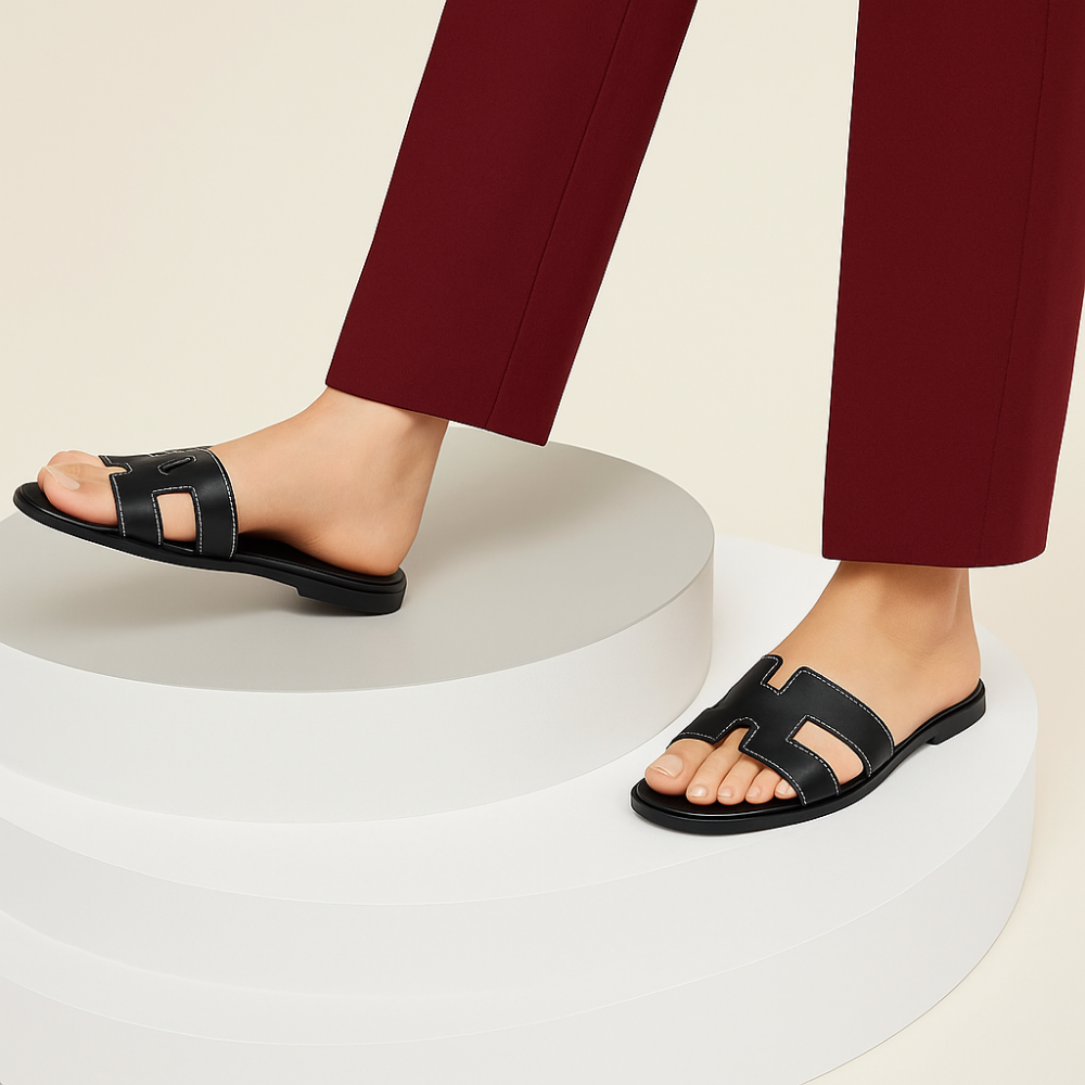 Ledersandalen Damen Flach Sommer Atmungsaktiv