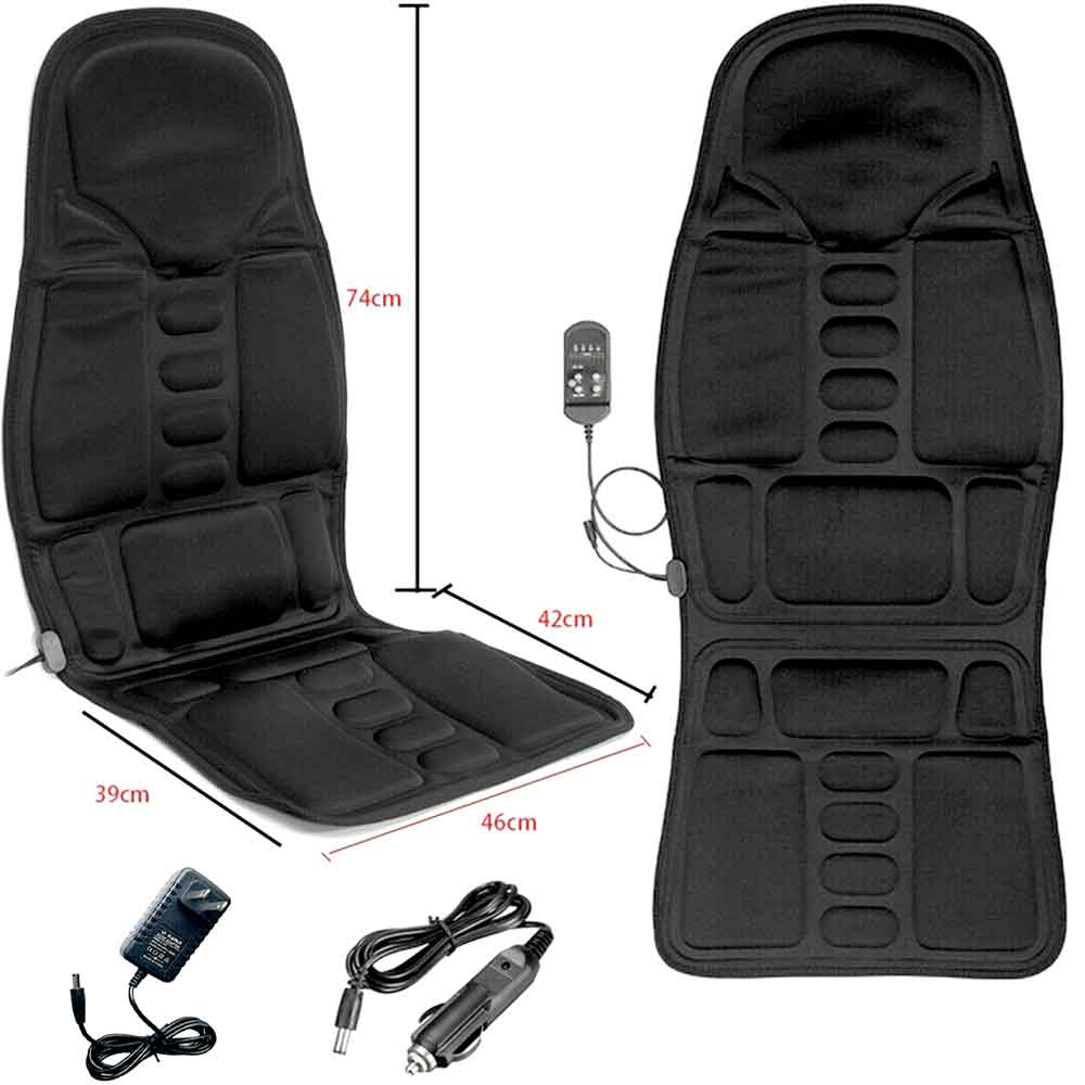 Ergonomische Massage-Sitzauflage | Shiatsu- & Vibrationsmassage für Nacken, Rücken & Oberschenkel | Zuschaltbare Wärmefunktion | Inkl. Auto-Adapter & Fernbedienung