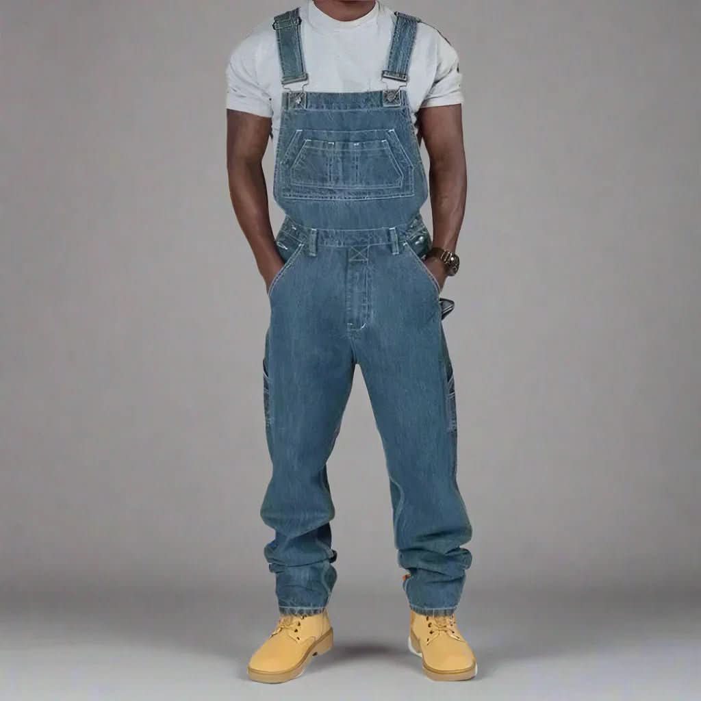 URBANOVER – Herren Denim Overall mit Einsätzen für einen lässigen Stil