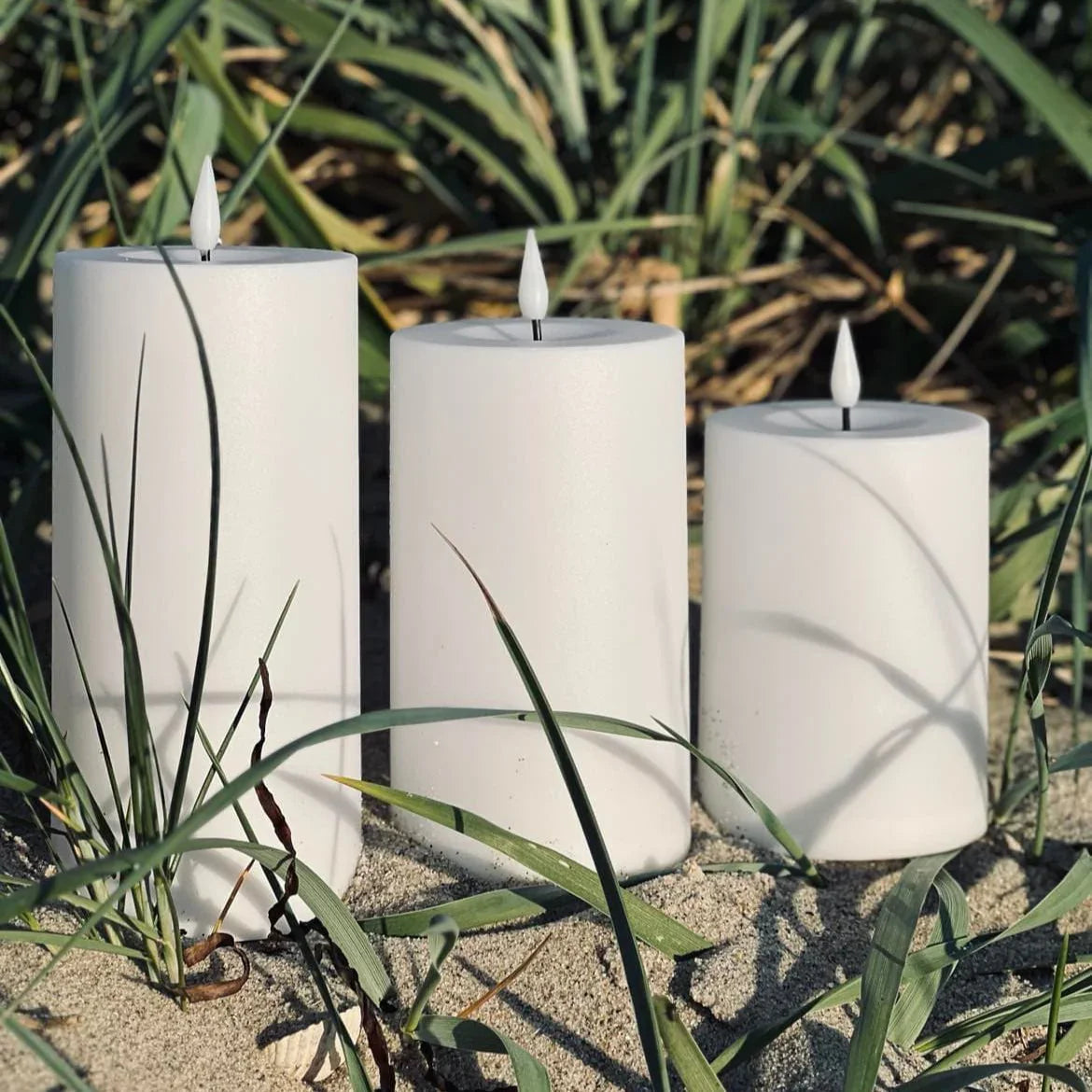 Outdoor LED Kerzen Set - Flammenlose Säulenkerzen