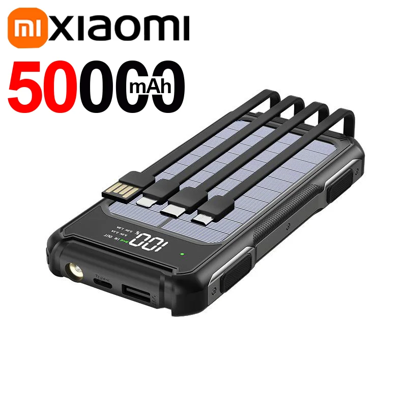 Solar Powerbank Voltora 20K | 20.000mAh | 4-in-1 Kabel | Schnellladung & Notfall-LED | Für iPhone & Samsung
