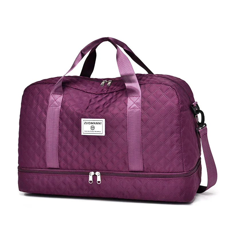 Raumio TravelFlex Leichte Reisetasche mit Diamantmuster | Große Sport- und Wochenendtasche mit Schuhfach und Nassfach | Kabinentauglich und faltbar