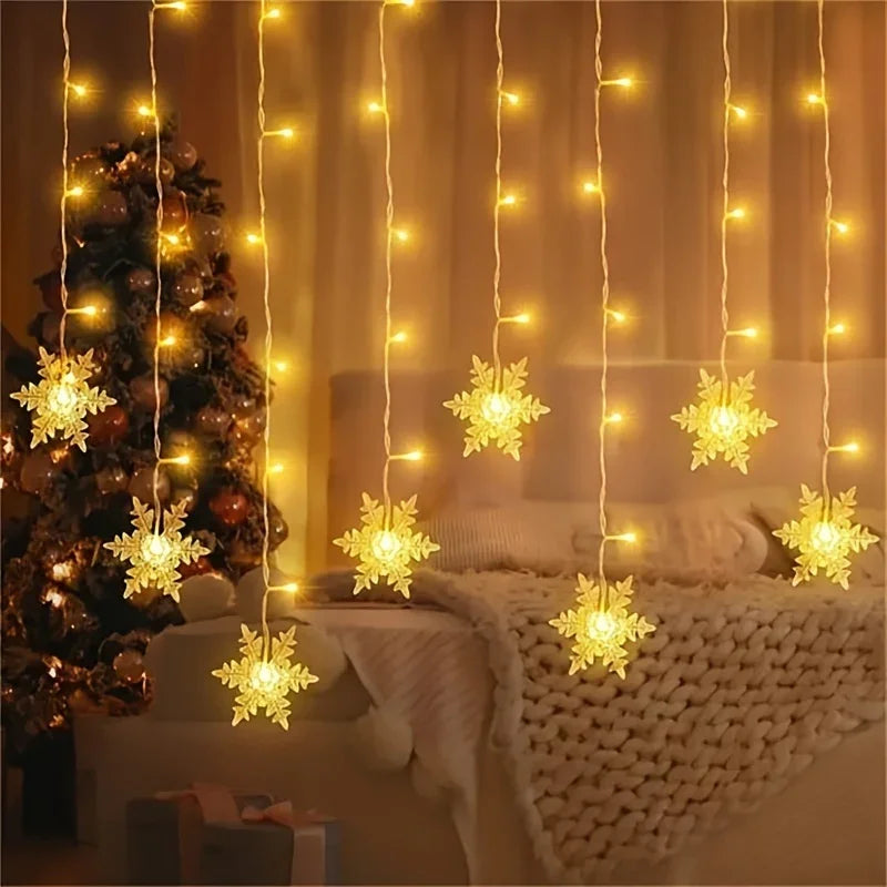 Schneeflocken Vorhanglicht - USB-Betrieb - Innendekoration