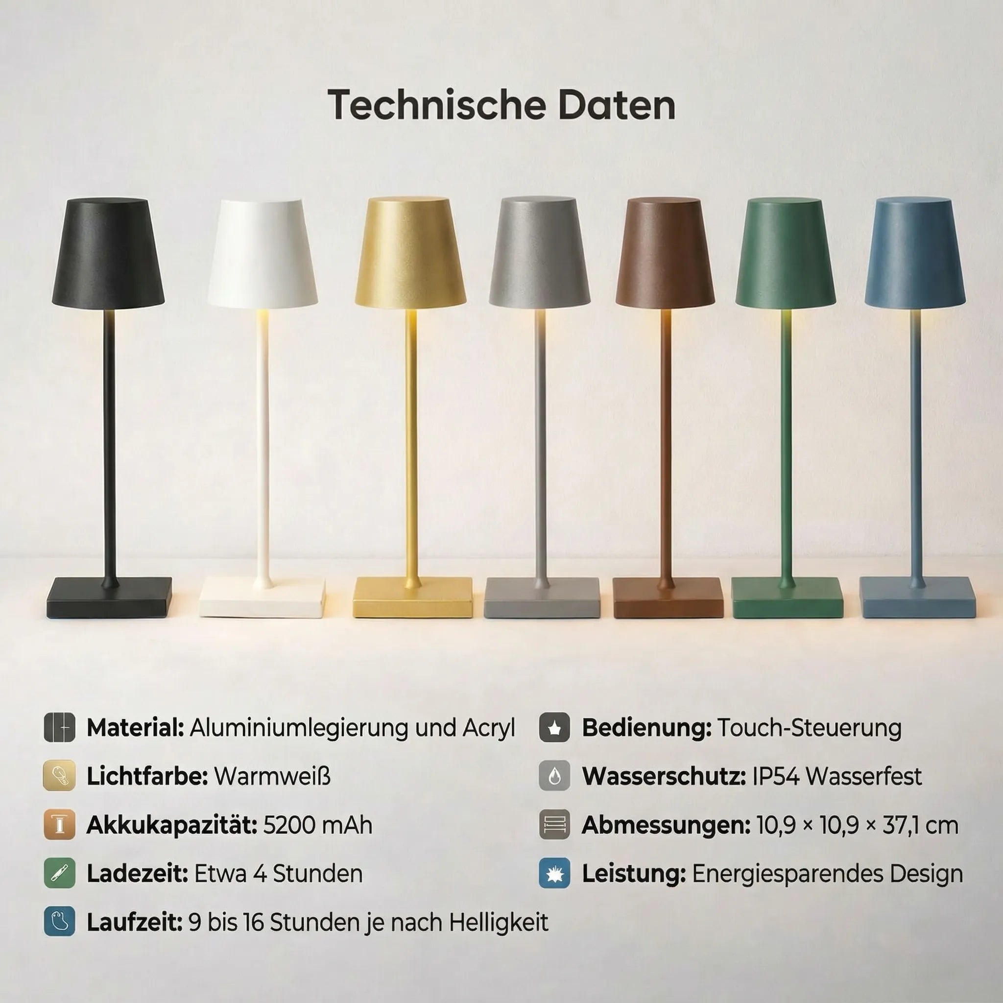 Kabellampe | Wiederaufladbare Tischleuchte | Tischlicht