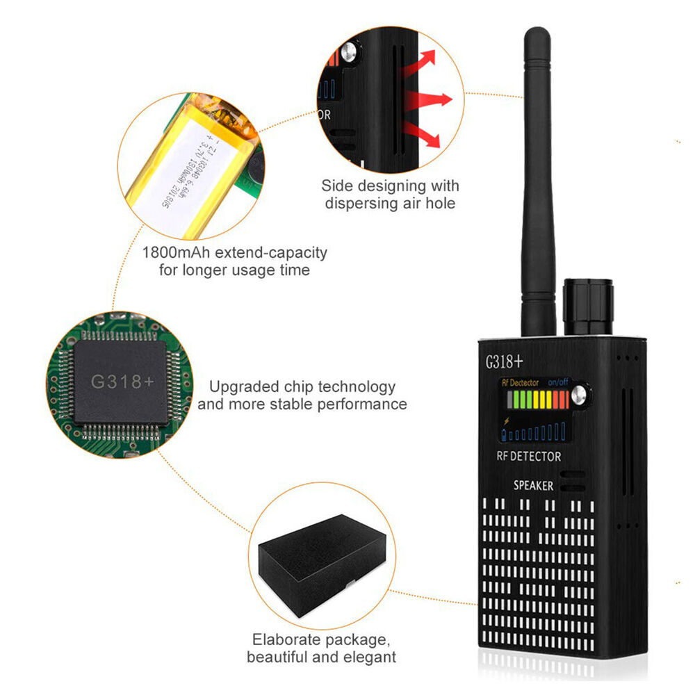 Spionagesignal-Wanzendetektor, HF-Detektor, versteckte Kamera, Laserlinse, GSM-GPS-Gerätefinder