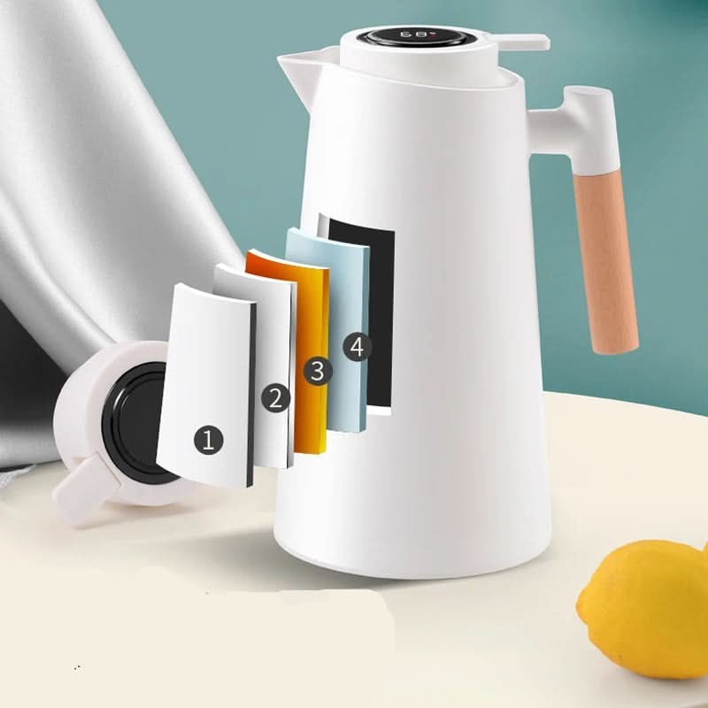 Thermokanne mit Temperaturanzeige | Isolierkanne 1 Liter für Kaffee & Tee | Heatina